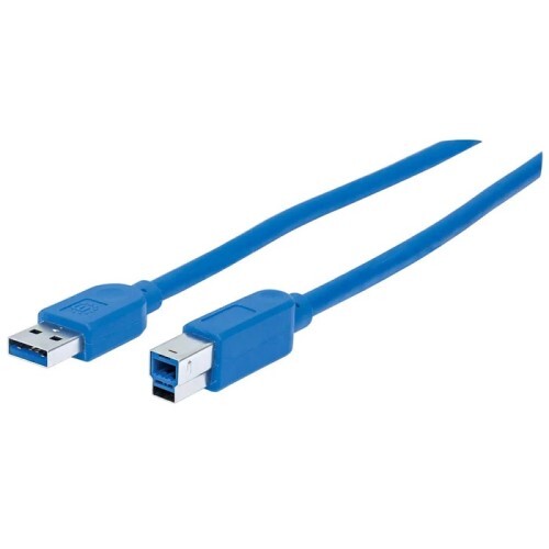 CABLE USB 3.2 GEN 1 TYPE-A MALE TO TYPE-B SUPERSPEED MALE 1.5 FT BLUE