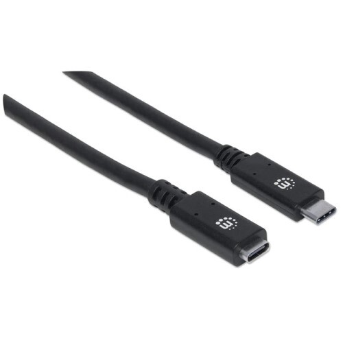 CABLE USB 3.2 GEN 2 TYPE-C MALE TO TYPE-C FEMALE 1.5 FT BLACK