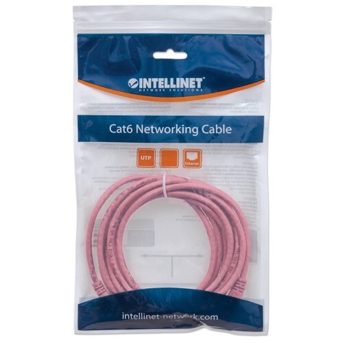 CABLE CAT6 BOOTED PINK 0.5FT