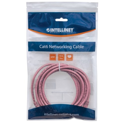 CABLE CAT5E BOOTED PINK 0.5FT
