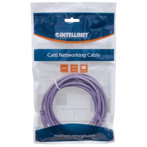 CABLE CAT5E BOOTED PURPLE 0.5FT