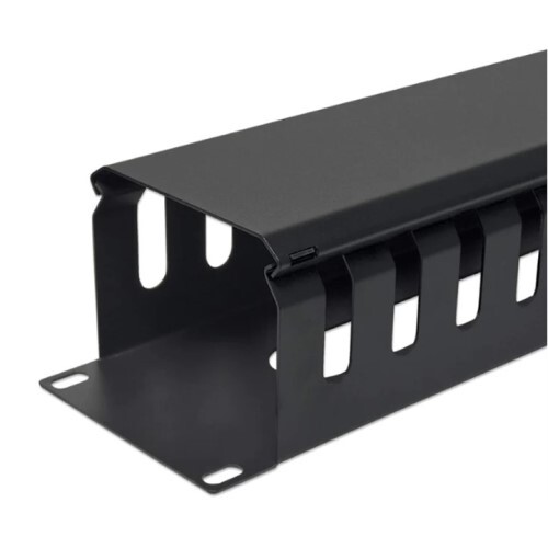 PANEL RACK MOUNT CABLE MANAGER 2U WITH COVER / BLACK