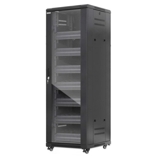 RACK CABINET 38U PRO LINE WITH INTEGRATED FANS 7 RACK SHELVES / CASTERS AND FEET / TEMPERED GLASS DO
