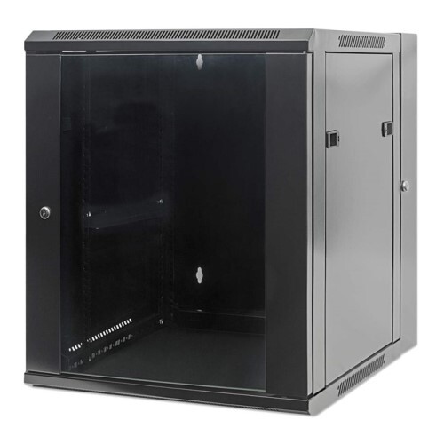 RACK CABINET WALL MOUNT 12U/21.7"D DOUBLE SECTION ASSEMBLED BLACK