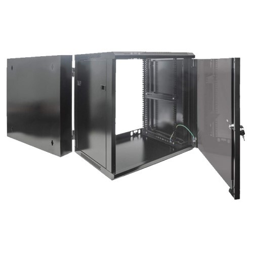 RACK CABINET WALL MOUNT 12U/21.7"D DOUBLE SECTION ASSEMBLED BLACK