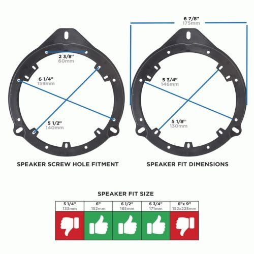 SPEAKER ADAPTER PLATE AUDI A3 A4 2000-2010 SPEAKER ADAPTER - 6 TO 6 3/4IN
