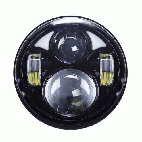 HEADLIGHT 5.6" ROUND W/ PARTIAL HALO BLACK FRONT 8-LED HEADLIGHT