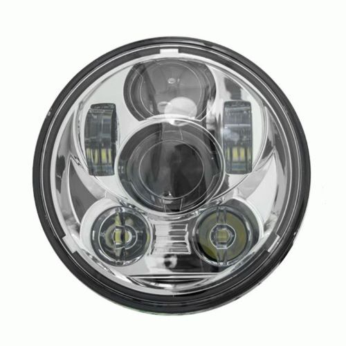 HEADLIGHT MOTORCYCLE 5.6" ROUND SILVER FRONT 8-LED HEADLIGHT
