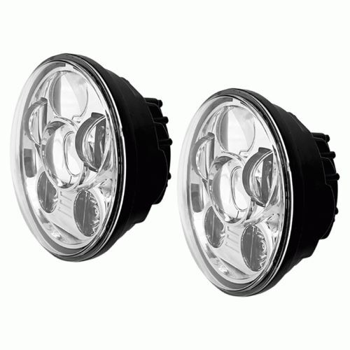 HEADLIGHT MOTORCYCLE 5.6" ROUND SILVER FRONT 8-LED HEADLIGHT