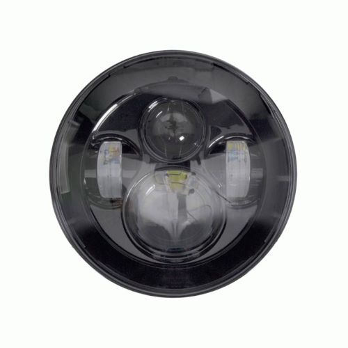 HEADLIGHT MOTORCYCLE 7" ROUND BLACK FRONT 6-LED HEADLIGHT