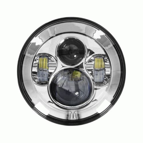 HEADLIGHT MOTORCYCLE 7" ROUND SILVER FRONT 6-LED HEADLIGHT