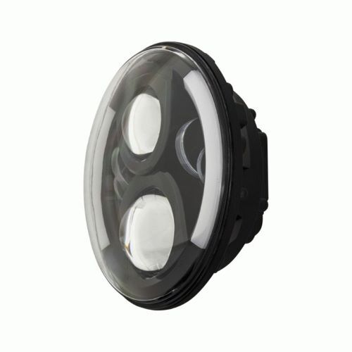 HEADLIGHT 7" ROUND WITH PARTIAL HALO BLACK FRONT 6-LED HEADLIGHT