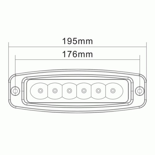 LIGHT DRIVING SINGLE ROW FLUSH MOUNT 6 LED 18 WATT BLACK