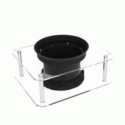BAFFLE DISPLAY SILICONE - CLEAR, THICK PLEXI W/METAL POSTS