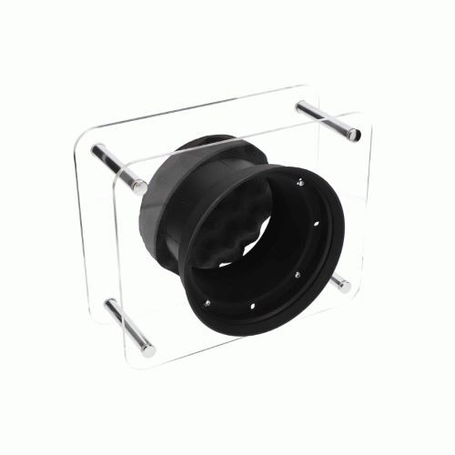 BAFFLE DISPLAY SILICONE - CLEAR, THICK PLEXI W/METAL POSTS