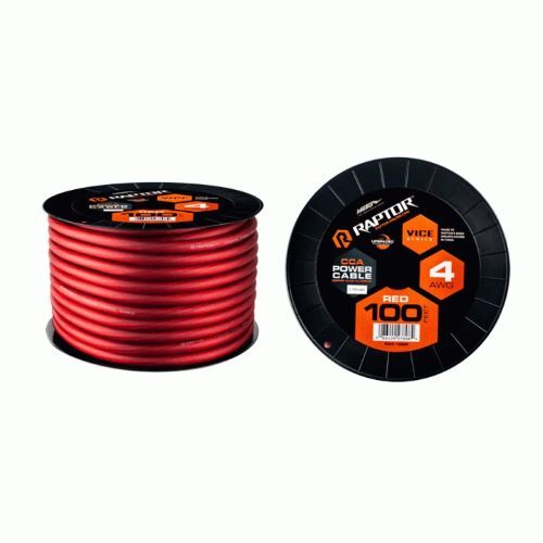 CABLE RAPTRO POWER 100FT 4 AWG  RED CCA VICE-SERIES POWER CABLE