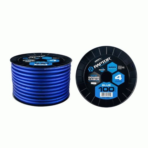 CABLE RAPTRO POWER 100FT 4 AWG BLUE CCA Mid-Series POWER CABLE