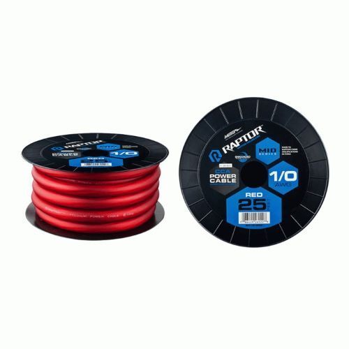CABLE RAPTOR POWER 25FT 1/0AWG RED CCA Mid-Series POWER CABLE