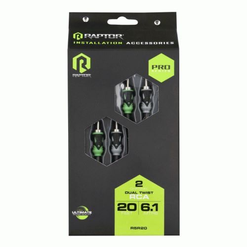 CABLE RAPTOR RCA 2-CHANNEL AUDIO CABLE - PRO SERIES 20 ft