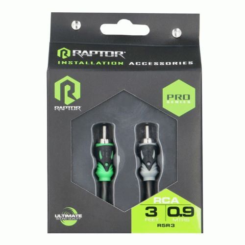 CABLE RAPTOR RCA 2-CHANNEL AUDIO CABLE - PRO SERIES 3 ft
