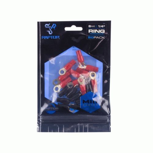 TERMINAL RAPTOR 8 AWG 1/4IN GOLD RING TERMINALS - Mid-Series - 20 PK