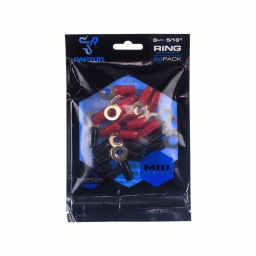 TERMINAL RAPTOR 8 AWG 5/16IN GOLD RING TERMINALS - Mid-Series - 20PK