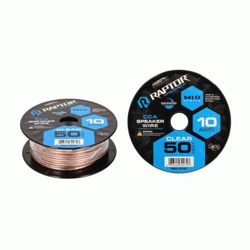SPEAKER WIRE RAPTOR 10GA CLEAR 50FT - VICE SERIES