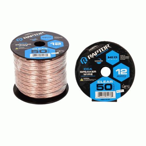 SPEAKER WIRE RAPTOR 12GA CLEAR 50FT - VICE SERIES