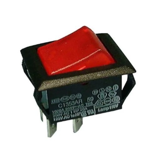 SWITCH DPST ROCKER ON-OFF RED PLASTIC LIGHTED - 20A CONTACTS