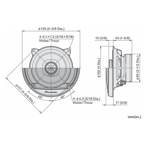 SPEAKERS 4" 2-WAY COAX 50W/230W MAX