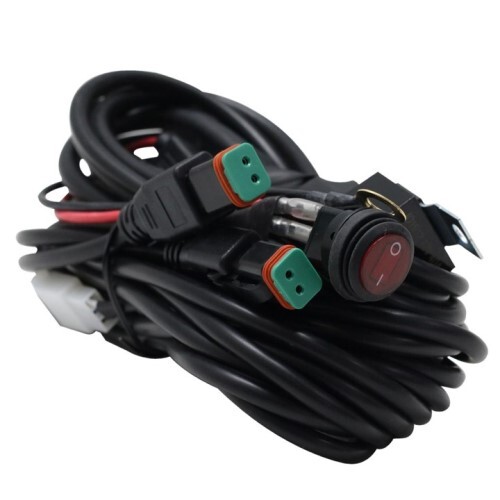 CONNECTOR HEAVY DUTY 2-OUTPUT DEUTSCH CONNECTOR AUXILIARY LIGHT SWITCH SHIELDED HARNESS W/12 VOLT IN