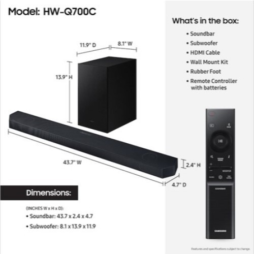 SOUNDBAR 3.1.2 CH BLUETOOTH 320 W 9 SPEAKERS DTS:X DTS HD DTS 5.1 2023
