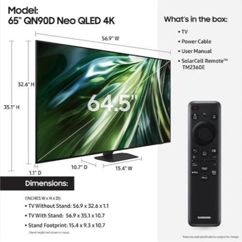 TV 65" QN90D SERIES NEO QLED 4K UHDTV SMART LED-LCD 2024