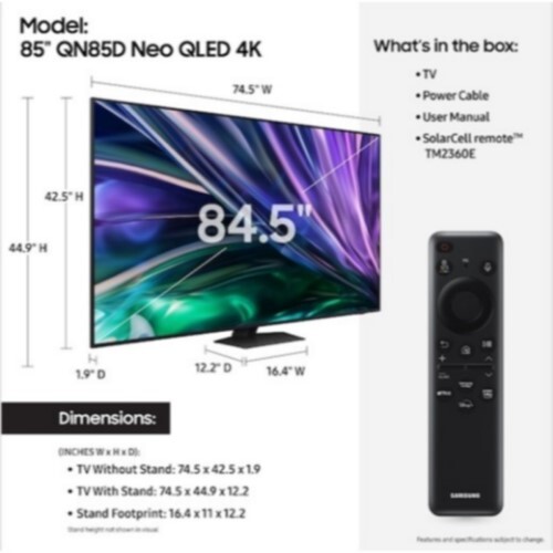 TV 85" QN85D SERIES NEO QLED 4K UHDTV HDR SMART HLG 2024