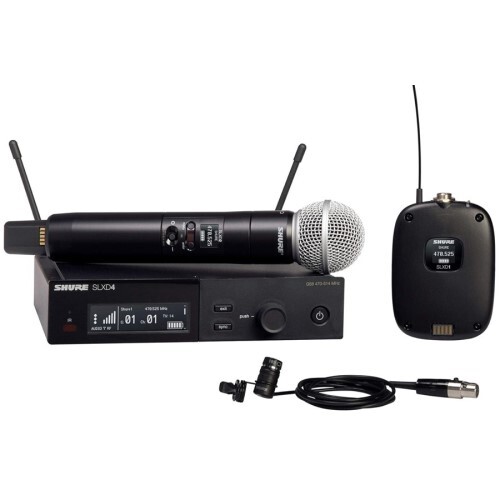 WIRELESS COMBO SYSTEM WITH SLXD1 BODYPACK, SLXD4 RECEIVER, SM58 AND WL185 LAVALIER MICROPHONE