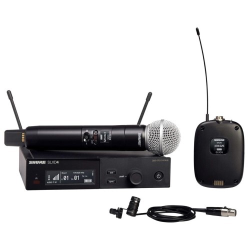 WIRELESS COMBO SYSTEM WITH SLXD1 BODYPACK, SLXD4 RECEIVER, SM58 AND WL185 LAVALIER MICROPHONE