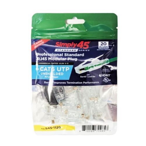 CONNECTOR STANDARD CAT6/6A (GREEN TINT) UTP RJ45 W/BAR45 - 20PCS/BAG