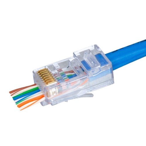 CONNECTOR PROSERIES PASS THROUGH BLUE TINT - CAT5E UTP WITH CAP45 - 500PC JAR