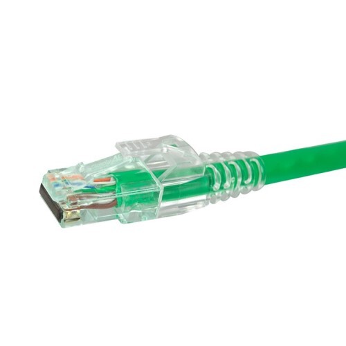 CONNECTOR PROSERIES PASS THROUGH GREEN TINT - CAT6 UTP WITH CAP45 - 50PC CLAMSHELL