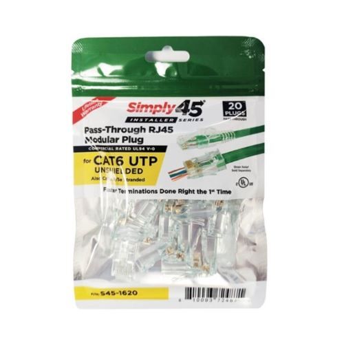 CONNECTOR PASS THROUGH CAT6 UTP (GREEN TINT)  - 20PCS/BAG