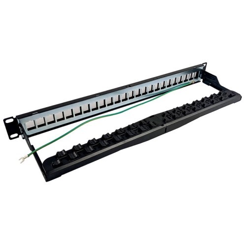 KEYSTONE PATCH PANEL 24 PORT UNLOADED STP 1RU CABLE MANAGEMENT BRACKET, CABLE TIES AND RACK SCREWS