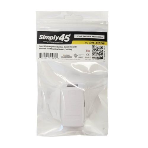 BOX SURFACE MOUNT 1 PORT WHITE KEYSTONE W/ADHESIVE AND MOUNTING SCREWS UL LISTED WHITE