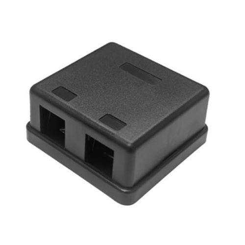 BOX SURFACE MOUNT 2 PORT BLACK KEYSTONE W/ADHESIVE AND MOUNTING SCREWS UL LISTED