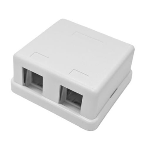 BOX SURFACE MOUNT 2 PORT WHITE KEYSTONE W/ADHESIVE AND MOUNTING SCREWS UL LISTED