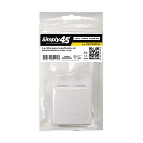 BOX SURFACE MOUNT 2 PORT WHITE KEYSTONE W/ADHESIVE AND MOUNTING SCREWS UL LISTED