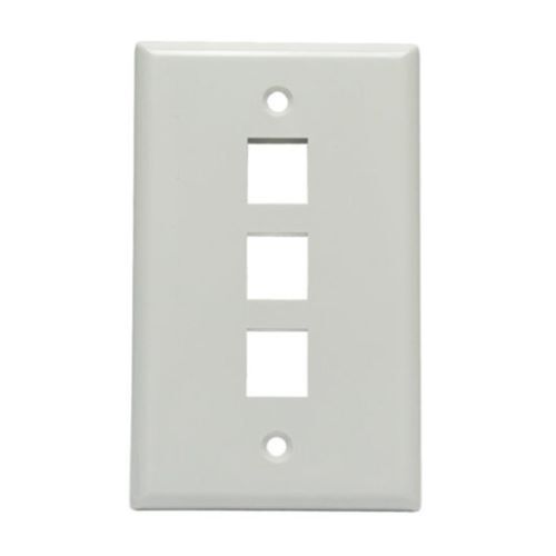 WALL PLATE 3 PORT WHITE KEYSTONE STANDARD SINGLE GANG UL