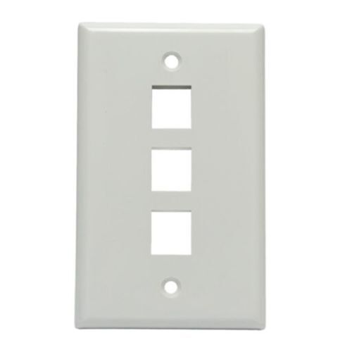 WALL PLATE 3 PORT WHITE KEYSTONE STANDARD SINGLE GANG UL 25 PACK