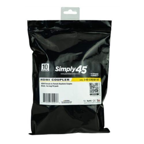 KEYSTONE COUPLER HDMI FEMALE TO FEMALE BLACK - 10PK