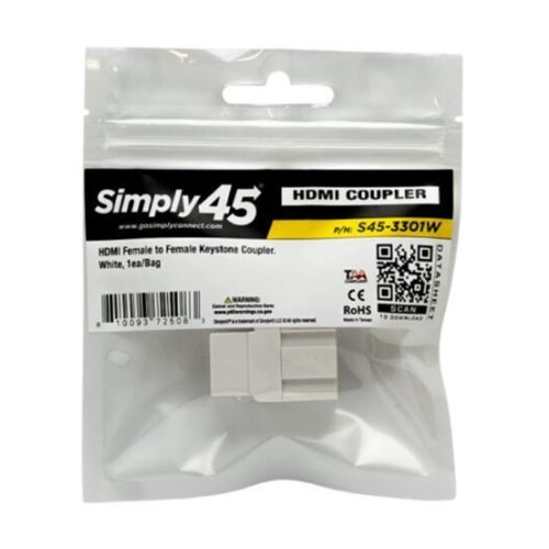 KEYSTONE COUPLER HDMI FEMALE TO FEMALE WHITE 1EA/BAG