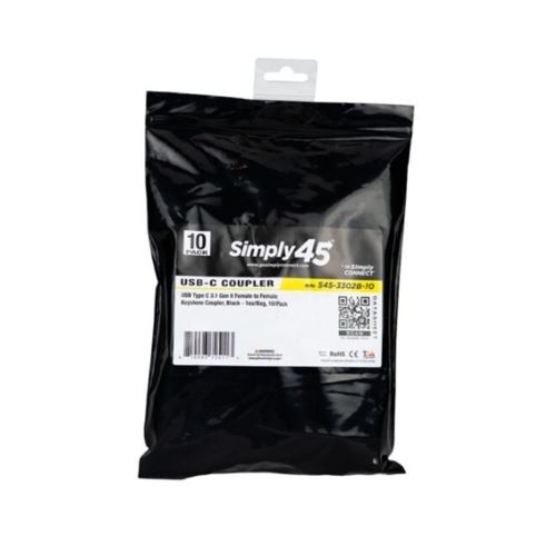 KEYSTONE COUPLER USB TYPE C 3.1 GEN II FEMALE TO FEMALE BLACK - 10PK